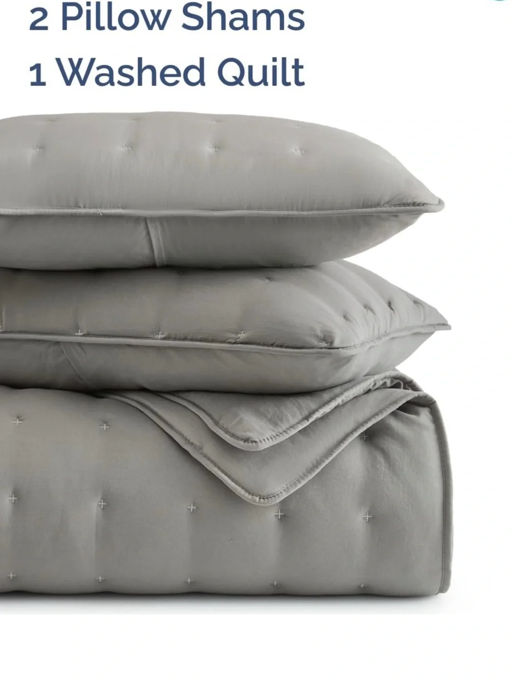 Tufted Quilted Comforter Set in Light Gray